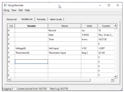 Voltage Card Q-LOG Results Value