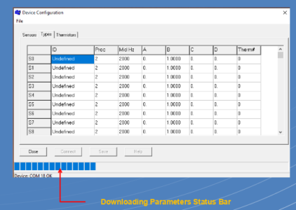 Download or Save configuration settings into the VibWire-201