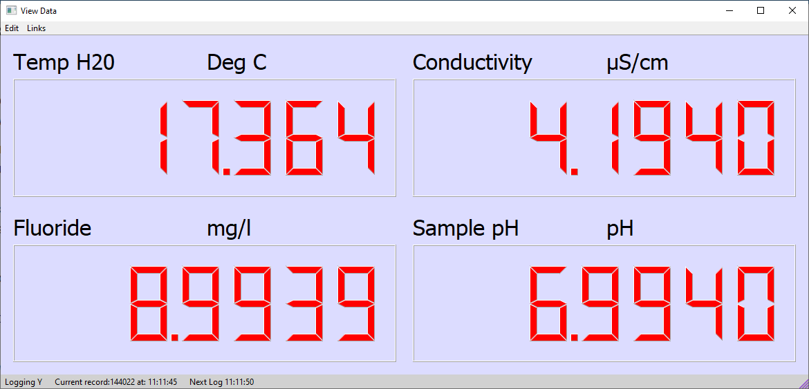 Q-LOG Fluoride-pH-Conductivity Sensor Results Display