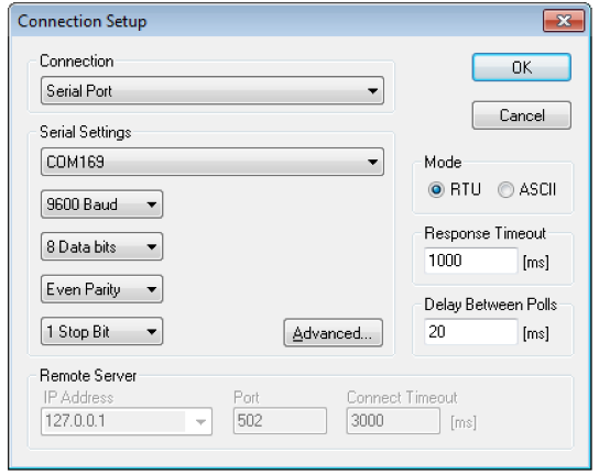 MODBUS Connection Settings