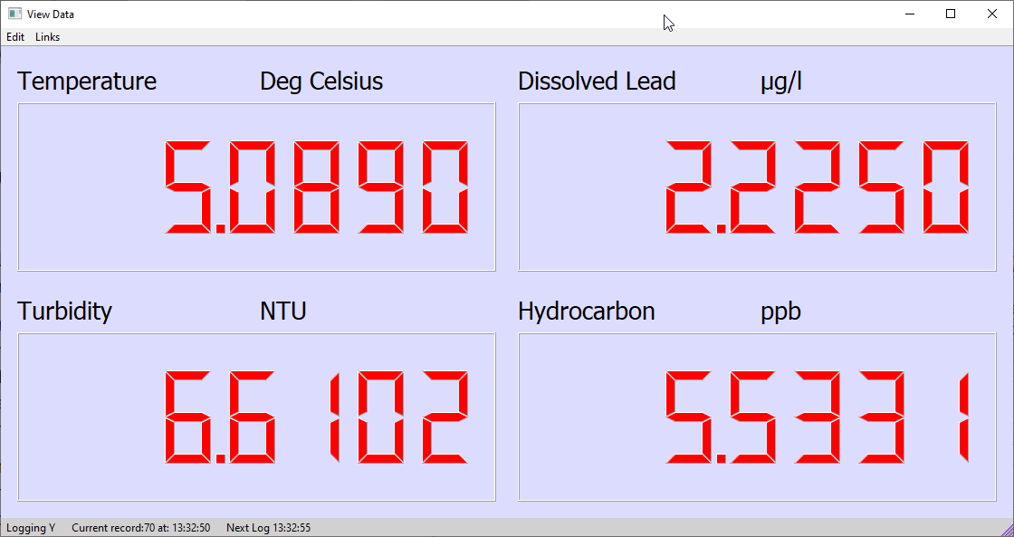 QLOG Panel meter Lead Turbidity Hydrocarbons Temperature