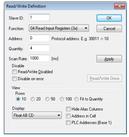 ARGES MODBUS Network Read Write Setup