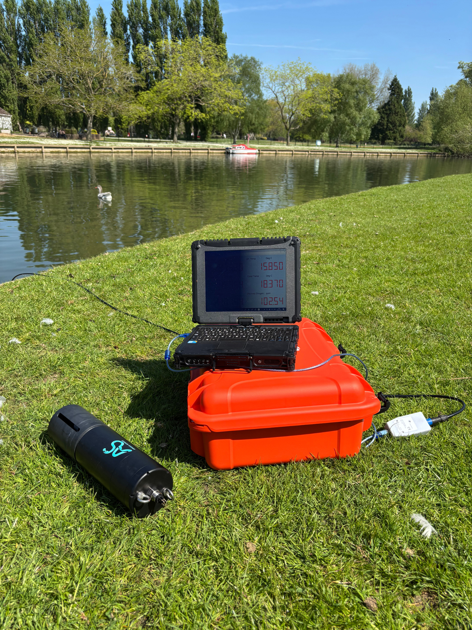 The Full Kit, includes the 7 Port Sonde Housing and everything you need to test the water.